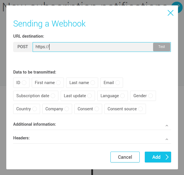 Enter the webhook URL