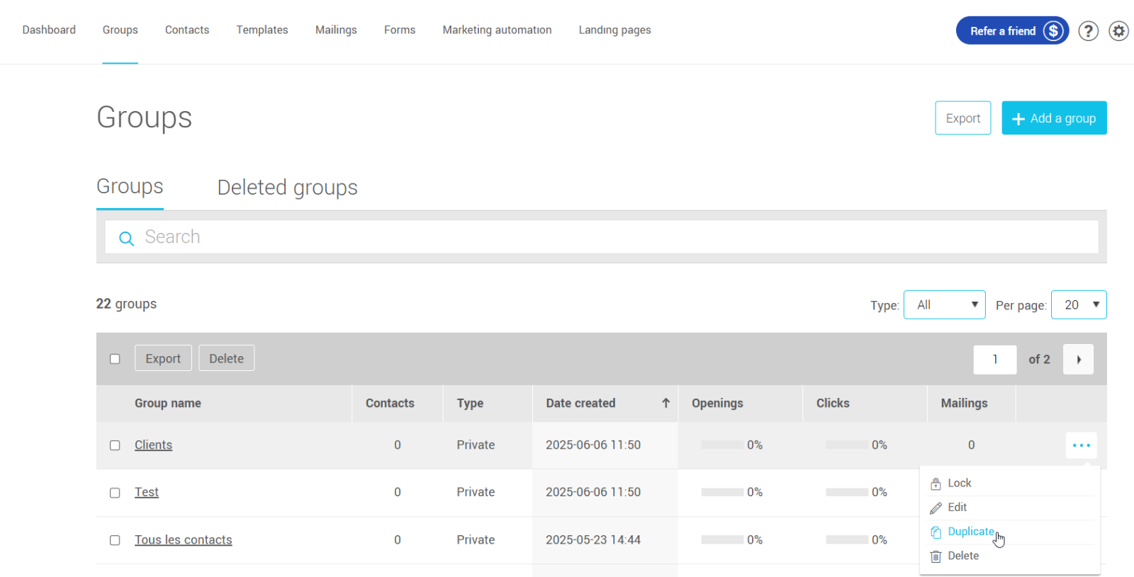 Duplicate a group