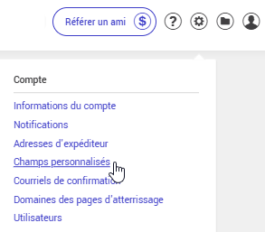 Paramètres et configurations : Champs personnalisés